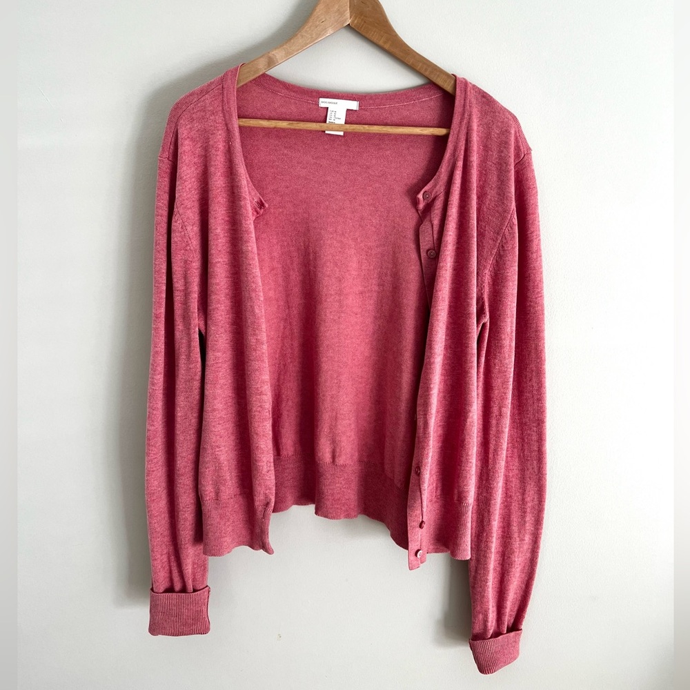 H&M Basic Fine-Knit Pink Cardigan Sweater Size M